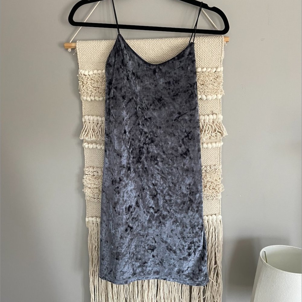 Polly & Esther Baby Blue Crushed Velvet Mini Dress